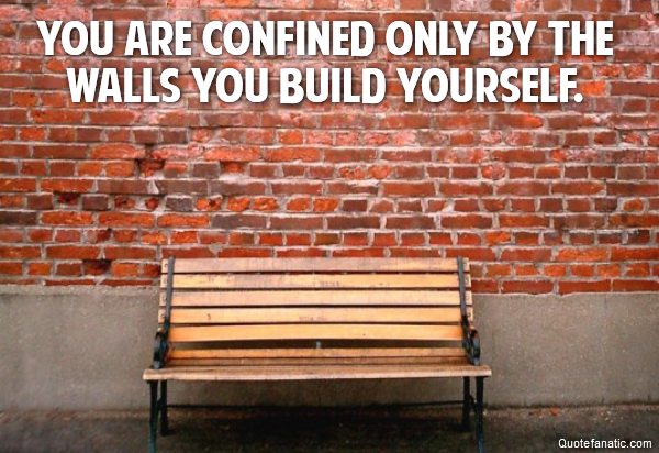 You are confined only by the walls you build yourself. 